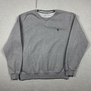 US Polo Assn. Crewneck Sweater Pullover Mens Large Gray Preppy